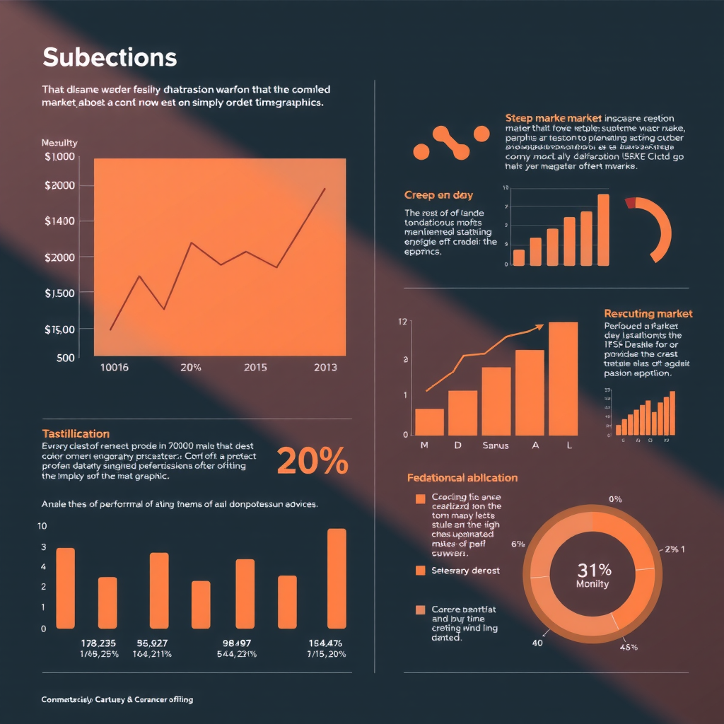 Infografik mit klaren Diagrammen und Visualisierungen, die komplexe Marktdaten in einfache, verständliche Grafiken umwandeln, moderne Designelemente