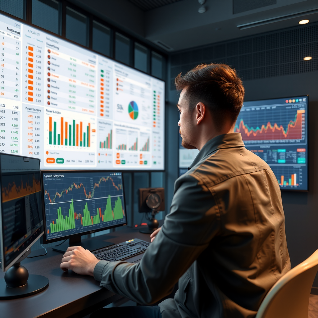 Professionelle Investmentanalyse mit ESG-Bewertungen, Nachhaltigkeitsratings, Portfoliomanagement-Dashboards und Finanzgrafiken auf modernen Bildschirmen